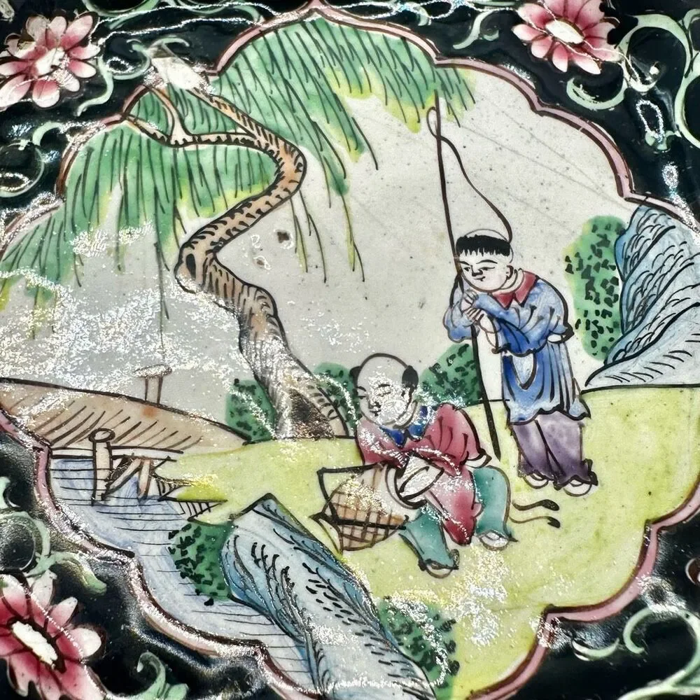 Cloisonné enamel Chinese trinket tray cloisonné enamel